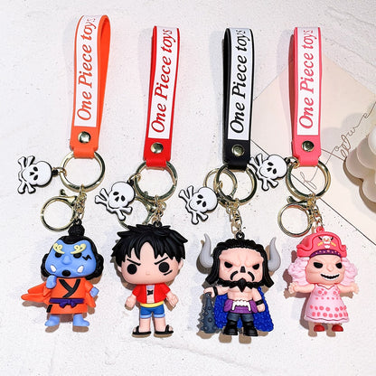 Anime ONE PIECE Keychain Cartoon Monkey D. Luffy Roronoa Zoro Figure Toys Model Silicone Pendant Keyring Jewelry Accessories - NERD BEM TRAJADO