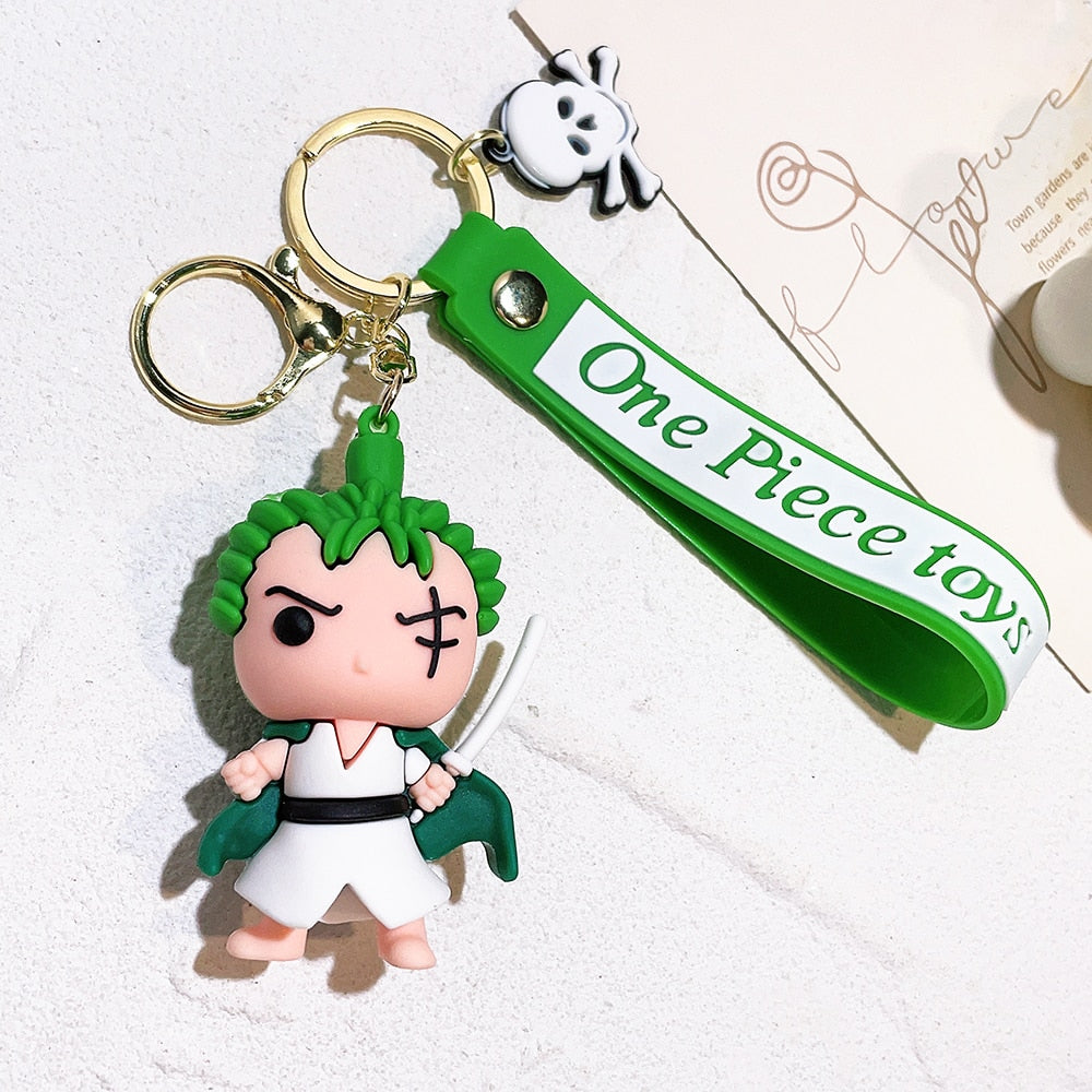 Anime ONE PIECE Keychain Cartoon Monkey D. Luffy Roronoa Zoro Figure Toys Model Silicone Pendant Keyring Jewelry Accessories - NERD BEM TRAJADO