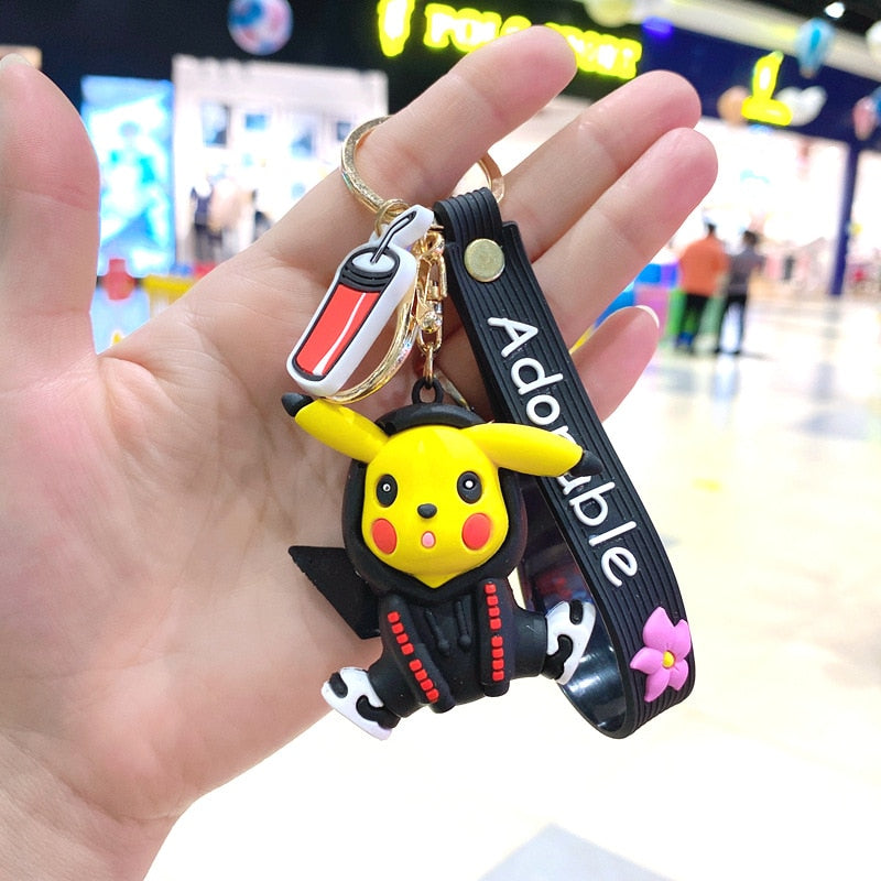 Pokemon Keychain Anime Figures Pikachu Cartoon Key Chain Charmander Psyduck Fashion Bag Keyring Pendant Accessories Toy Kid Gift - NERD BEM TRAJADO