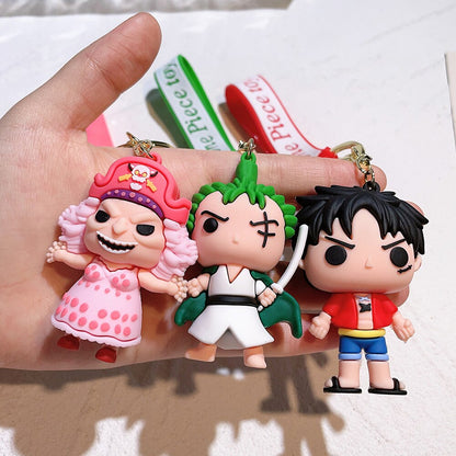 Anime ONE PIECE Keychain Cartoon Monkey D. Luffy Roronoa Zoro Figure Toys Model Silicone Pendant Keyring Jewelry Accessories - NERD BEM TRAJADO