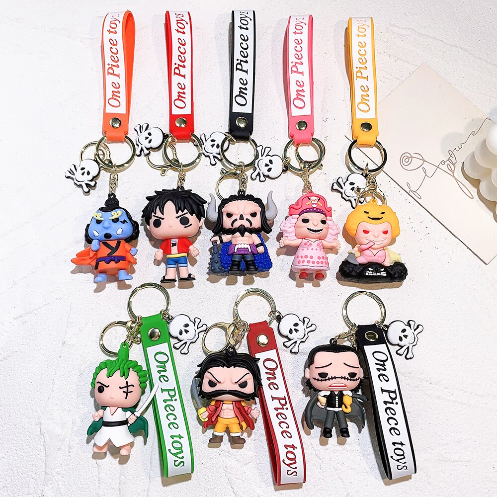 Anime ONE PIECE Keychain Cartoon Monkey D. Luffy Roronoa Zoro Figure Toys Model Silicone Pendant Keyring Jewelry Accessories - NERD BEM TRAJADO