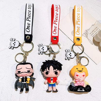 Anime ONE PIECE Keychain Cartoon Monkey D. Luffy Roronoa Zoro Figure Toys Model Silicone Pendant Keyring Jewelry Accessories - NERD BEM TRAJADO