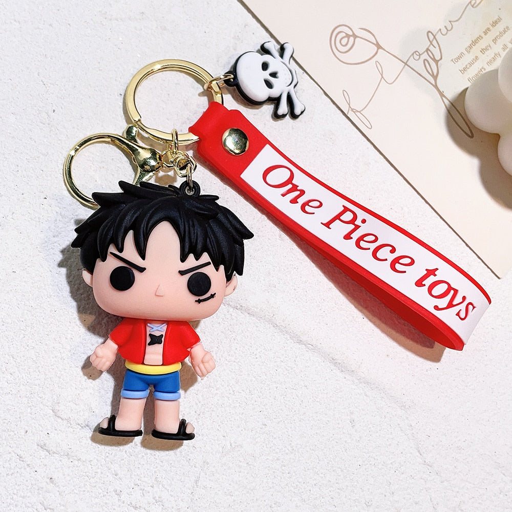 Anime ONE PIECE Keychain Cartoon Monkey D. Luffy Roronoa Zoro Figure Toys Model Silicone Pendant Keyring Jewelry Accessories - NERD BEM TRAJADO