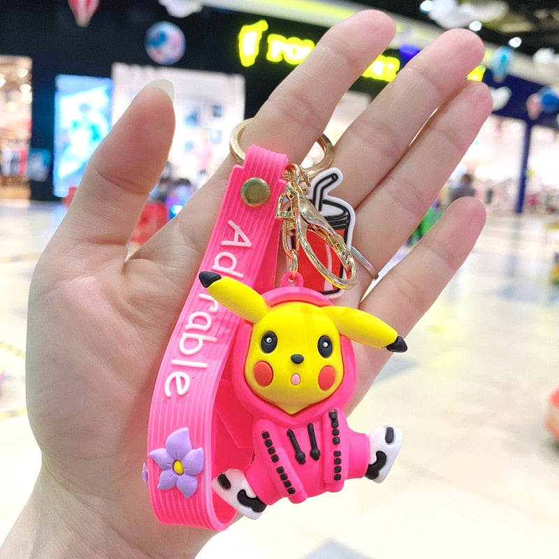 Pokemon Keychain Anime Figures Pikachu Cartoon Key Chain Charmander Psyduck Fashion Bag Keyring Pendant Accessories Toy Kid Gift - NERD BEM TRAJADO