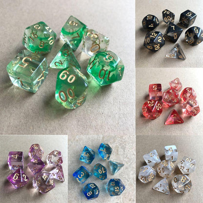 7Pcs/Set Multi-Sided Clear Dice Set Game Dice For RPG DND Accessories Polyhedral Dice For Board Card Game Tarot Supplies - NERD BEM TRAJADO