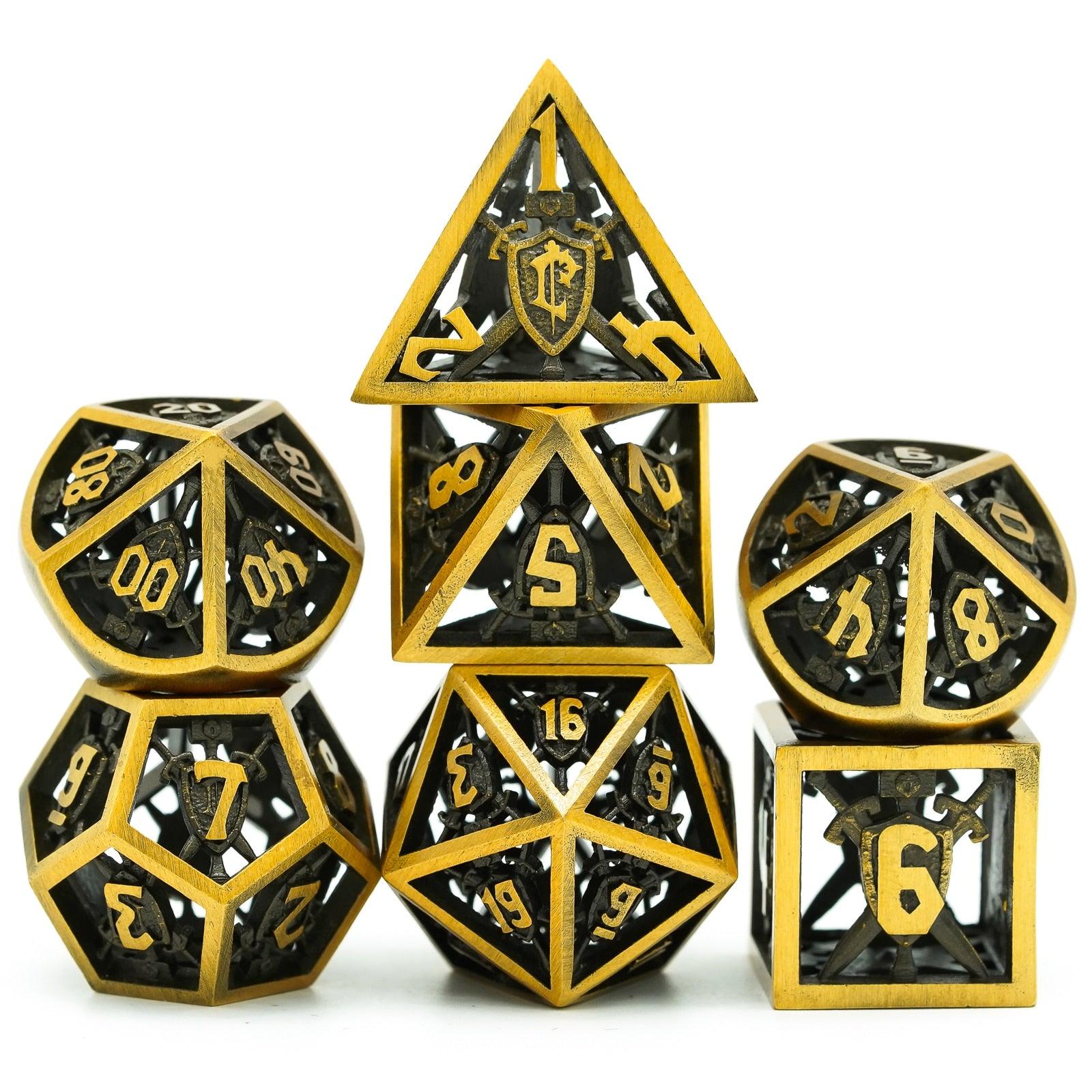 Conjunto de dados de metal de 7 peças, dados de RPG de dados de