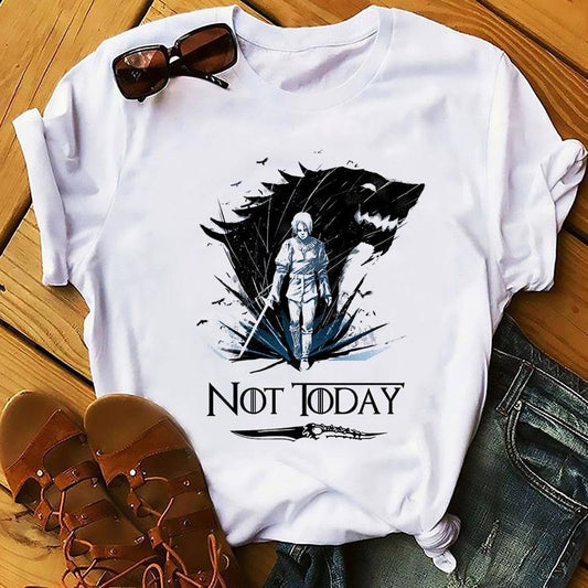 GOT Arya Stark not today funny tshirt men 2019 summer new white casual homme cool Valyria t shirt no glue print - NERD BEM TRAJADO