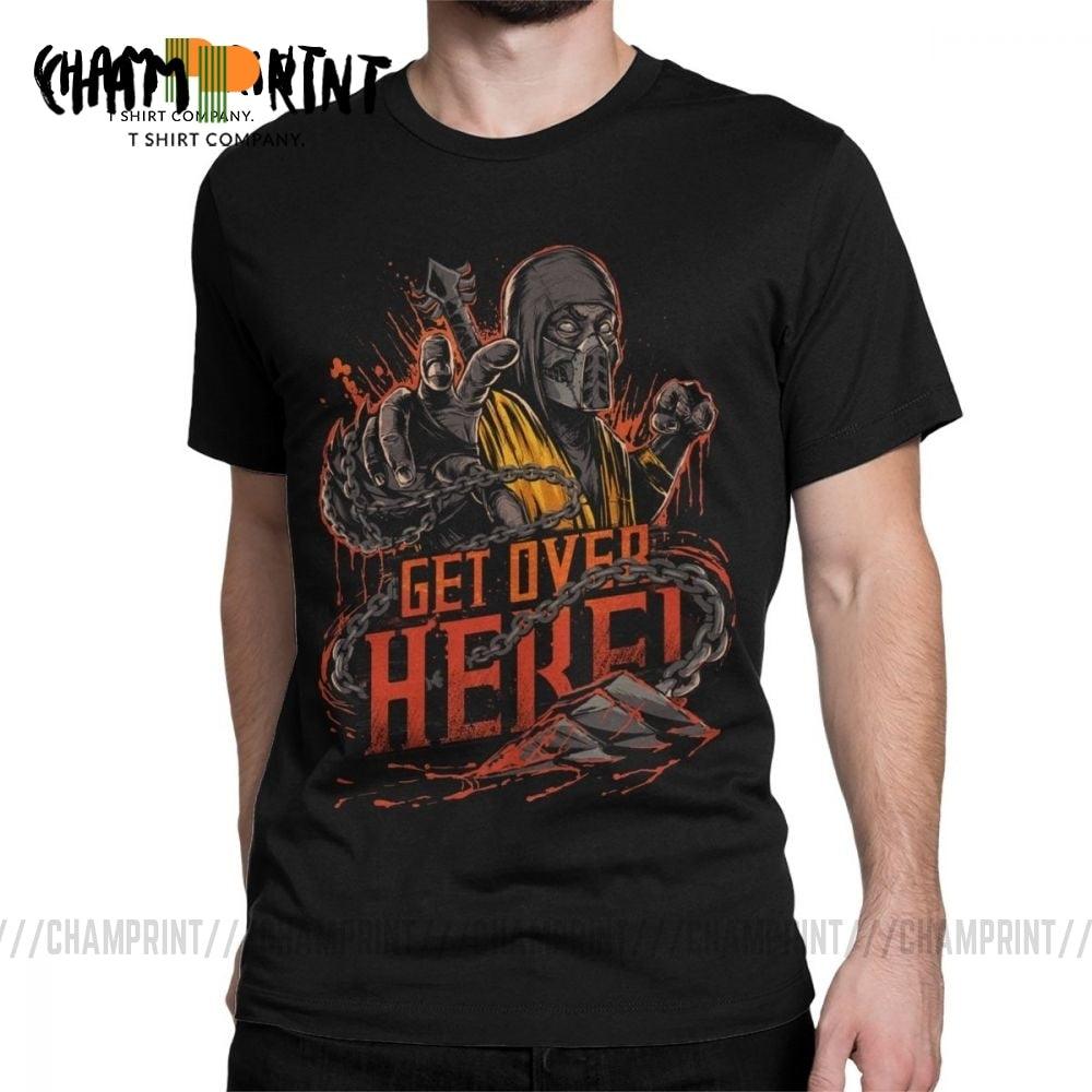 Scorpion Get Over Here Mortal Kombat 11 T Shirts New Print Popular Fighting Game T-Shirt Men Humor Cotton Tees Classic Tops - NERD BEM TRAJADO