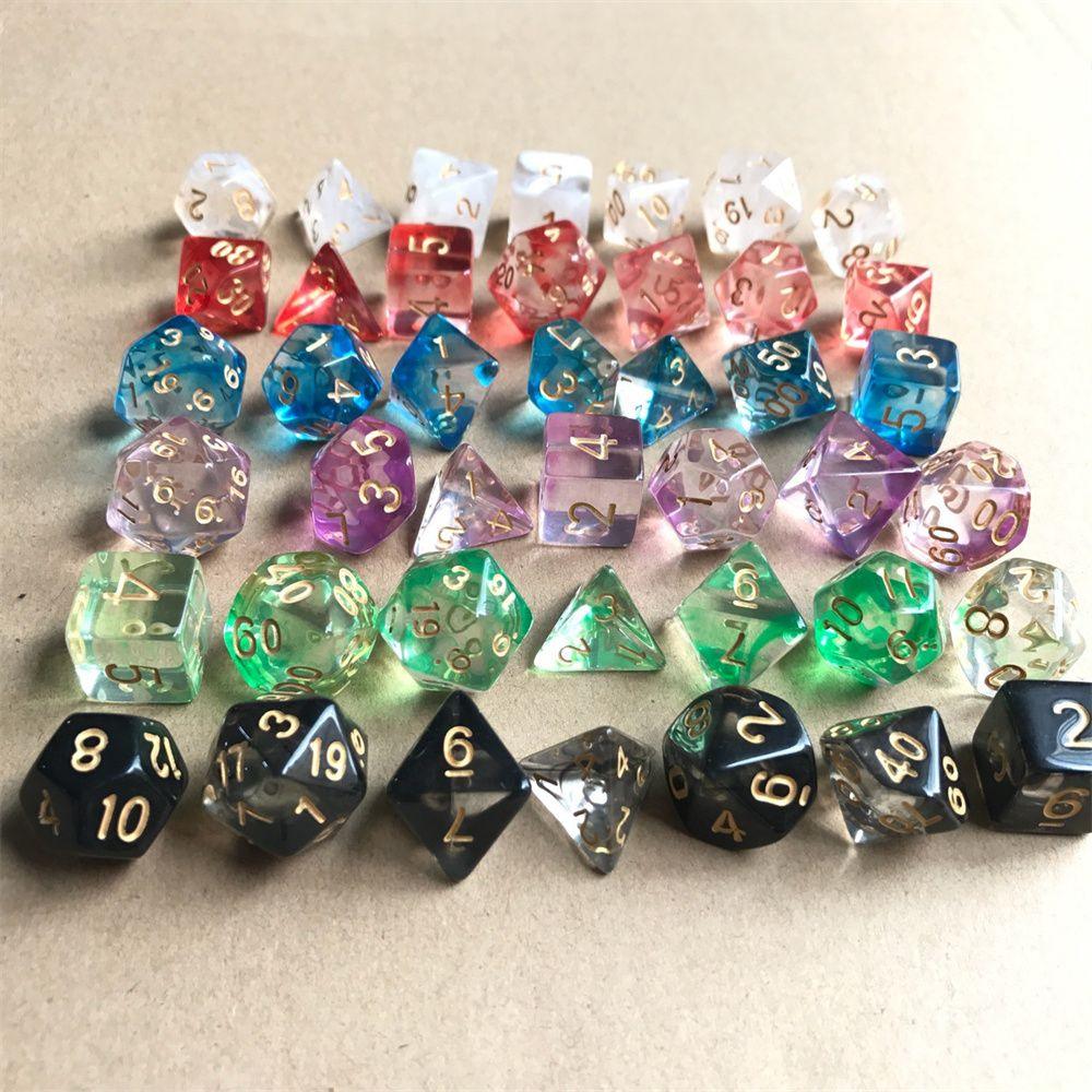 7Pcs/Set Multi-Sided Clear Dice Set Game Dice For RPG DND Accessories Polyhedral Dice For Board Card Game Tarot Supplies - NERD BEM TRAJADO