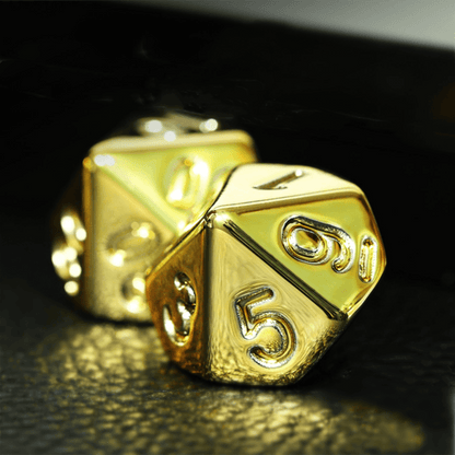 7Pcs/Set Gold Plating DND Dice D&amp;D COC Dice D4 D6 D8 D10 D% D12 D20 Table Games MTG RPG Dice Set - NERD BEM TRAJADO