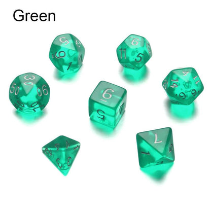 7Pcs/Set Multi-Sided Clear Dice Set Game Dice For RPG DND Accessories Polyhedral Dice For Board Card Game Tarot Supplies - NERD BEM TRAJADO