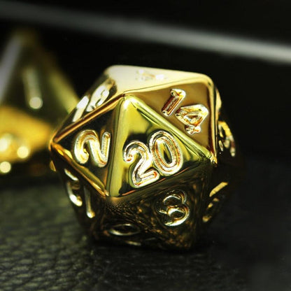 7Pcs/Set Gold Plating DND Dice D&amp;D COC Dice D4 D6 D8 D10 D% D12 D20 Table Games MTG RPG Dice Set - NERD BEM TRAJADO