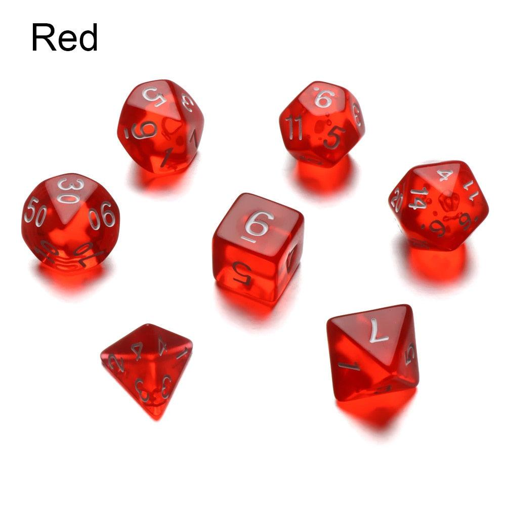 7Pcs/Set Multi-Sided Clear Dice Set Game Dice For RPG DND Accessories Polyhedral Dice For Board Card Game Tarot Supplies - NERD BEM TRAJADO