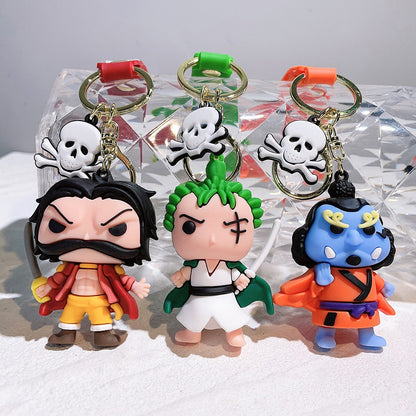 Anime ONE PIECE Keychain Cartoon Monkey D. Luffy Roronoa Zoro Figure Toys Model Silicone Pendant Keyring Jewelry Accessories - NERD BEM TRAJADO