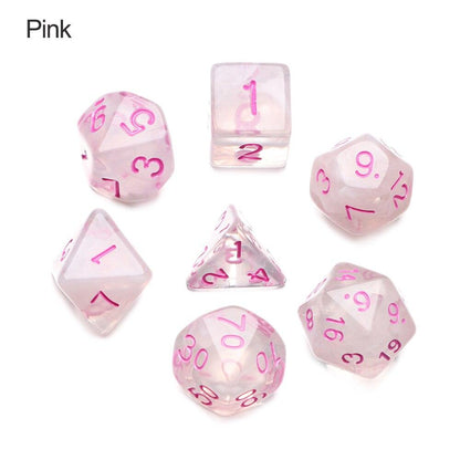 7Pcs/Set Multi-Sided Clear Dice Set Game Dice For RPG DND Accessories Polyhedral Dice For Board Card Game Tarot Supplies - NERD BEM TRAJADO